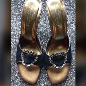 DONALD J. PLINER Couture Black Suede Slides Mules
